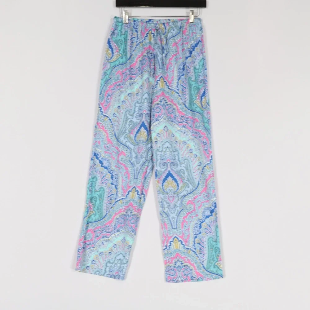 Lauren Ralph Lauren Pajama Set Women XS Blue Paisley Gift Boho Holiday $74 NWT